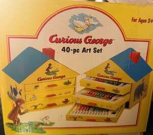 Curious George 40-pc Art Set in Wooden House Box